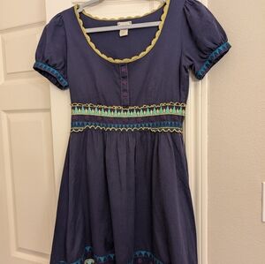 Viola By Anthropologie Embroidered Navy Blue Dress Size 4